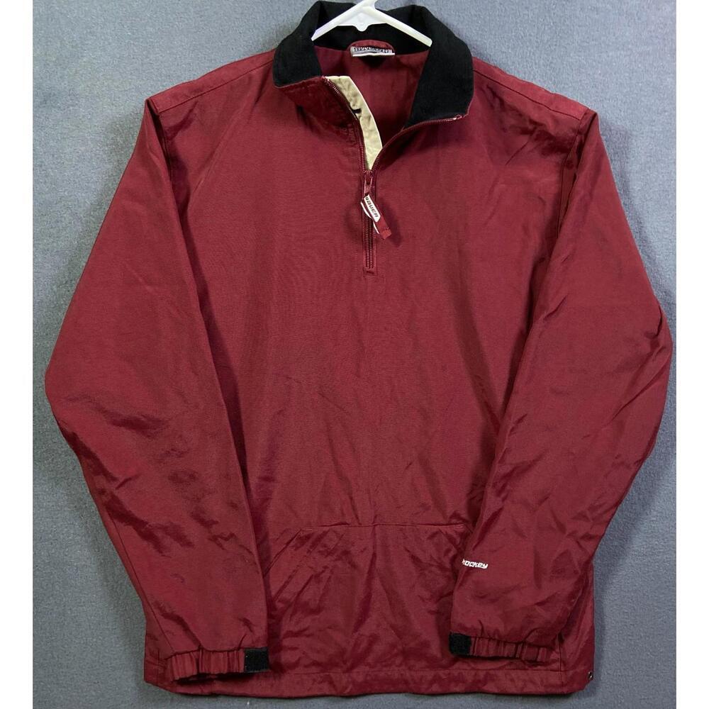 BAUER NHL Hockey Burgundy Red WARM-UP JACKET 1/4 Zip Pullover Youth M Men's S
